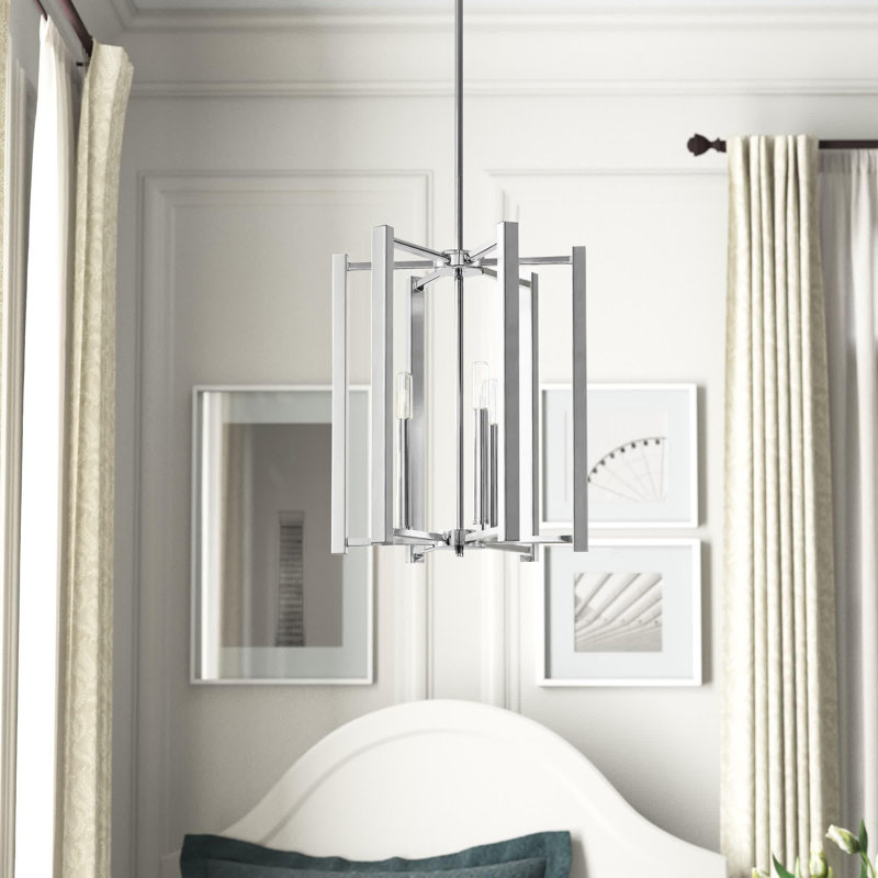 Luminaire suspendu carré Brenton, Laiton chaleureux, H 16,5 po x l 13 po x P 13 po, Trois lumières