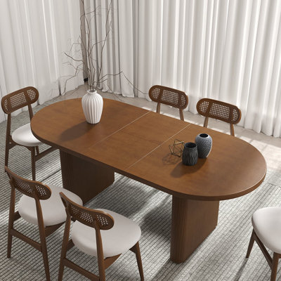 Table de salle à manger extensible de 63 à 79 po pour 4 à 6 personnes, table de salle à manger ovale moderne avec rallonges amovibles peu encombrantes pour la cuisine, les meubles de cuisine et de salle à manger en bois