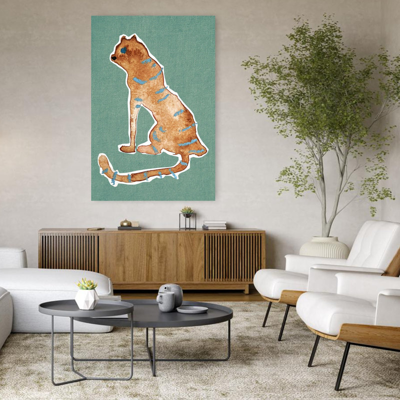 Art contemporain, art mural abstrait, chat et tigre, H 48 po x l 32 po