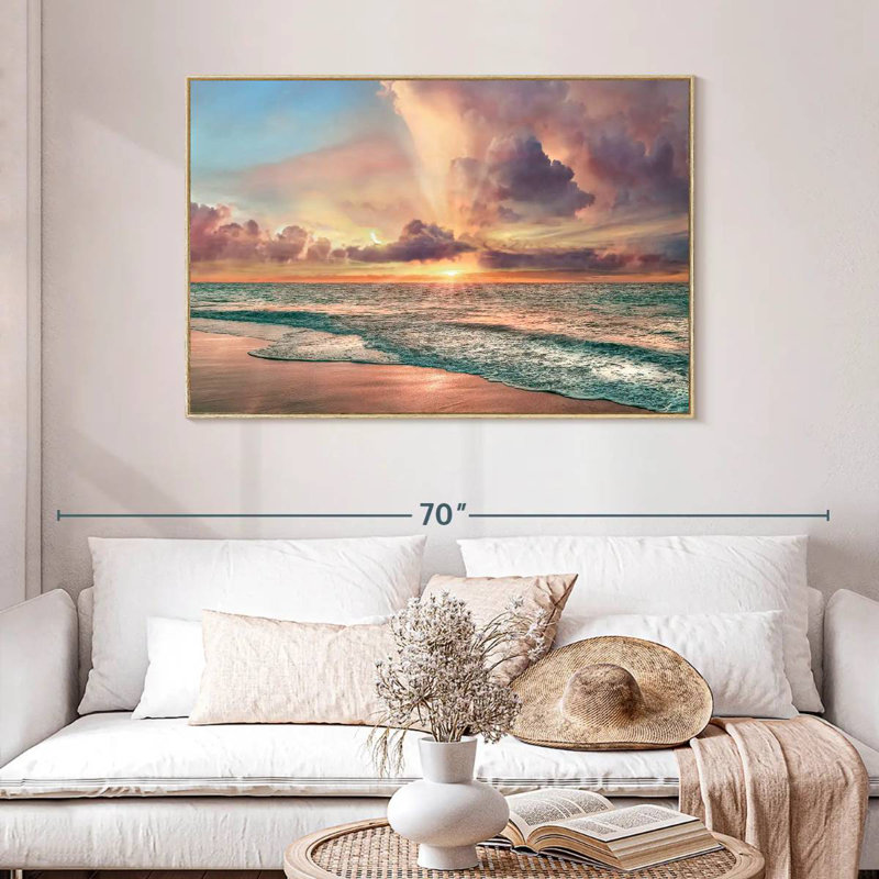 Plage de cuivre, Cadre flottant en bois naturel, 46 po x 31 po