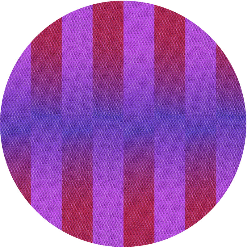 Tapis rouge / mauve en laine, Rond 5 pi
