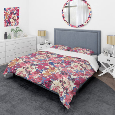 Multicolor Floral - Floral Duvet Cover Set - Microfiber Polyester
