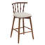 Tabouret de bar d'intérieur en bois avec finition noyer et revêtement beige, ensemble de 2