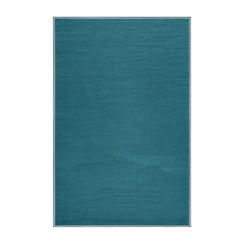 Tapis bleu uni lavable à la machine, Rectangulaire 7 pi x 10 pi