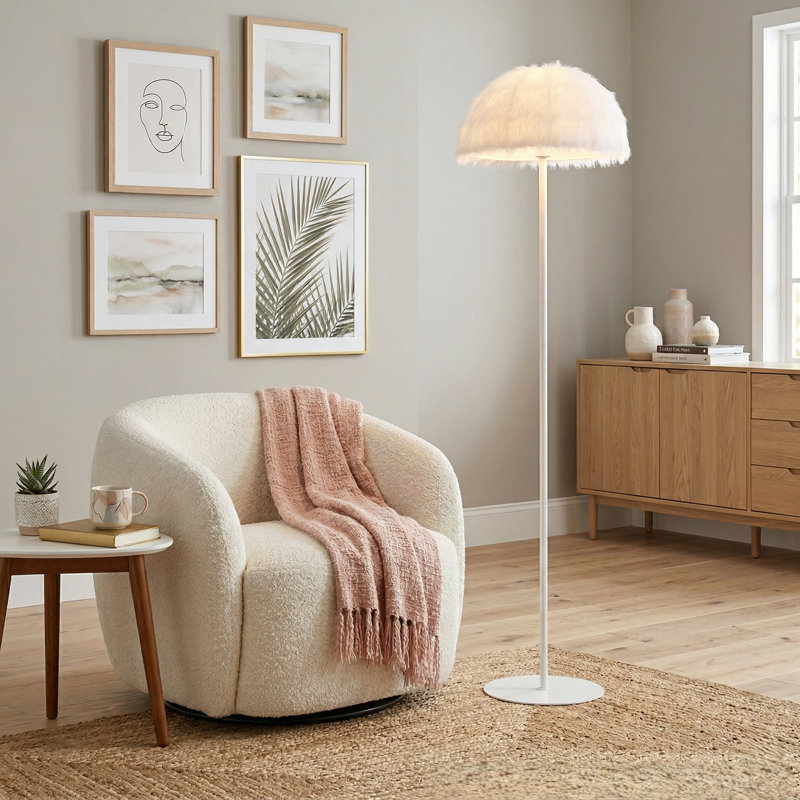 Lampe sur pied Traditional, Blanc, Blanc