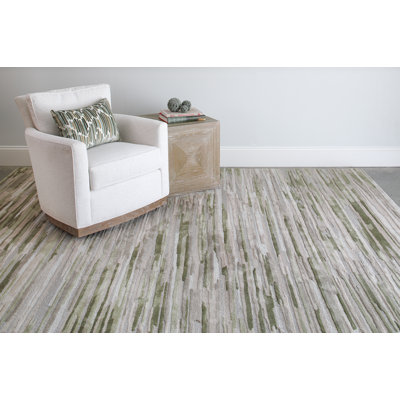 Hand-Tufted Indoor Rug Abstract Stripe Brown/Beige/Green