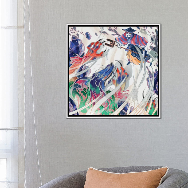 " Water Beast " by Sija Hong, No Mat, 26" H x 26" W x 1.5" D, White Framed Canvas