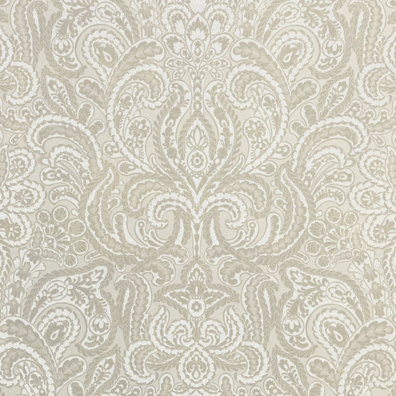 Adonea Aphrodite Glass Beads 3D Embossed 33' L x 21" W Wallpaper Roll, Cream Gold