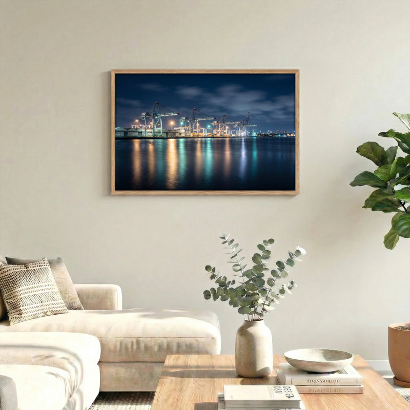 Ensemble de 1 tableau sur toile Night Harbor, H 36 po x l 48 po, Natural