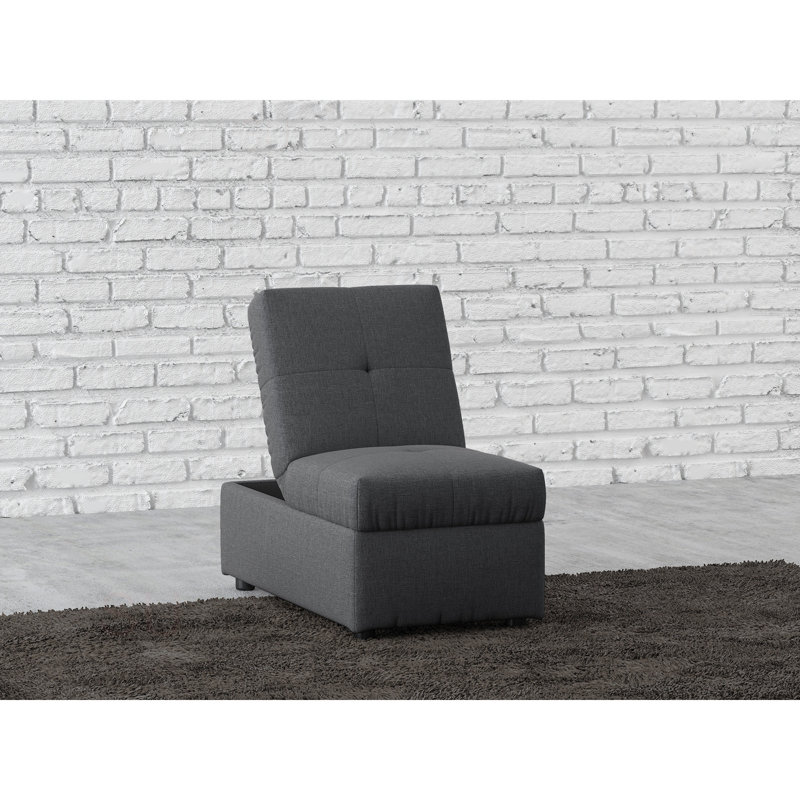 Stylish 1Pc Storage Ottoman Convertible Chair Foam Cushioned Fabric Upholstered Solid Wood Plywood Frame Living Room Furniture