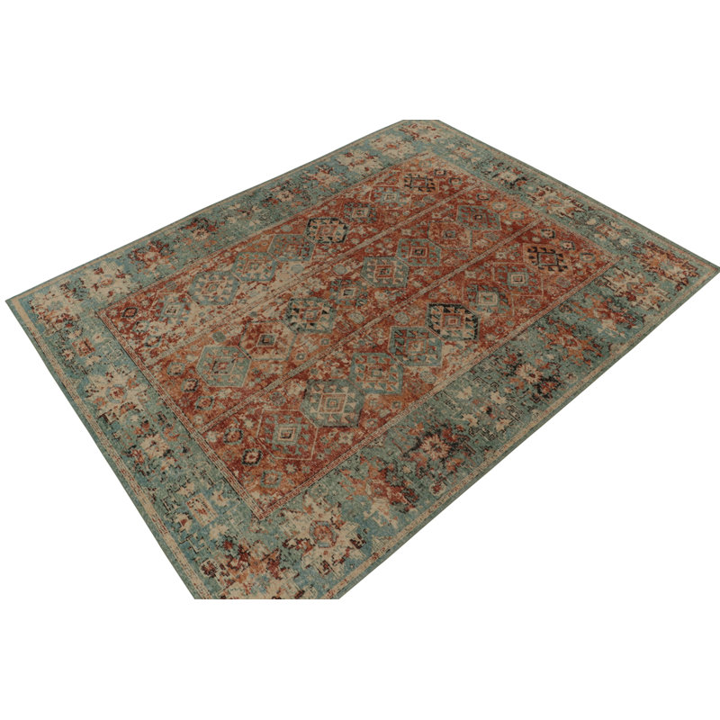 Rug & Kilim’S Distressed Rug In Rust, Beige And Teal Tribal Medallions, Rectangle 14' x 20'