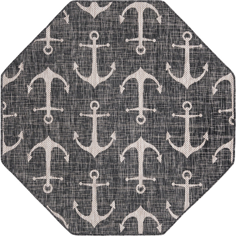 Outdoor Ayton Area Rug Sea Shore Color, Oval 7'10" x 10'