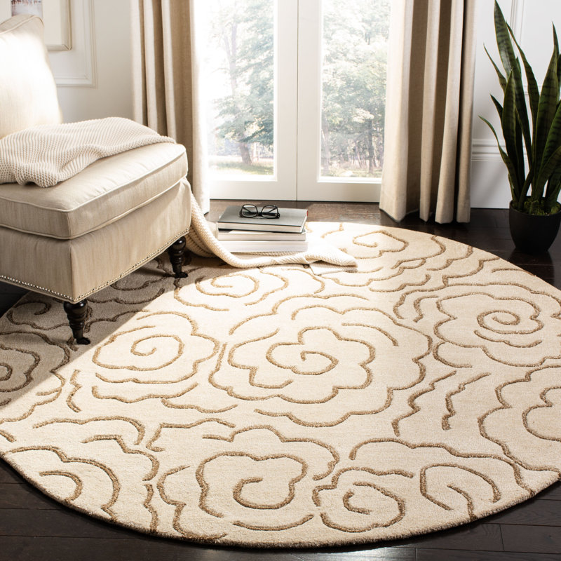 Tapis floral en laine et viscose touffeté à la main McGreghor, Rond 6 pi