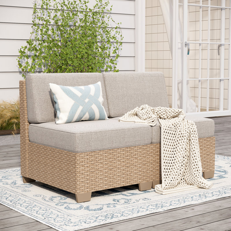 2-seat Outdoor Conversation Patio Sofa With Rattan