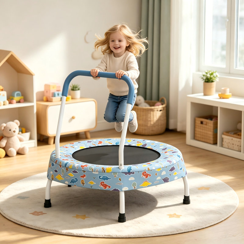 Trampoline 28 po pour tout-petit pour enfant de 1 an et plus avec poignée de sécurité
