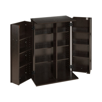 Media Storage Cabinet, 4-Tier DVD Shelf Organizer, 24.02 x 14.49 x 33.31 in Multimedia Storage Organizer for CDs, DVDs, Books, Games, CD Shelf for Liv