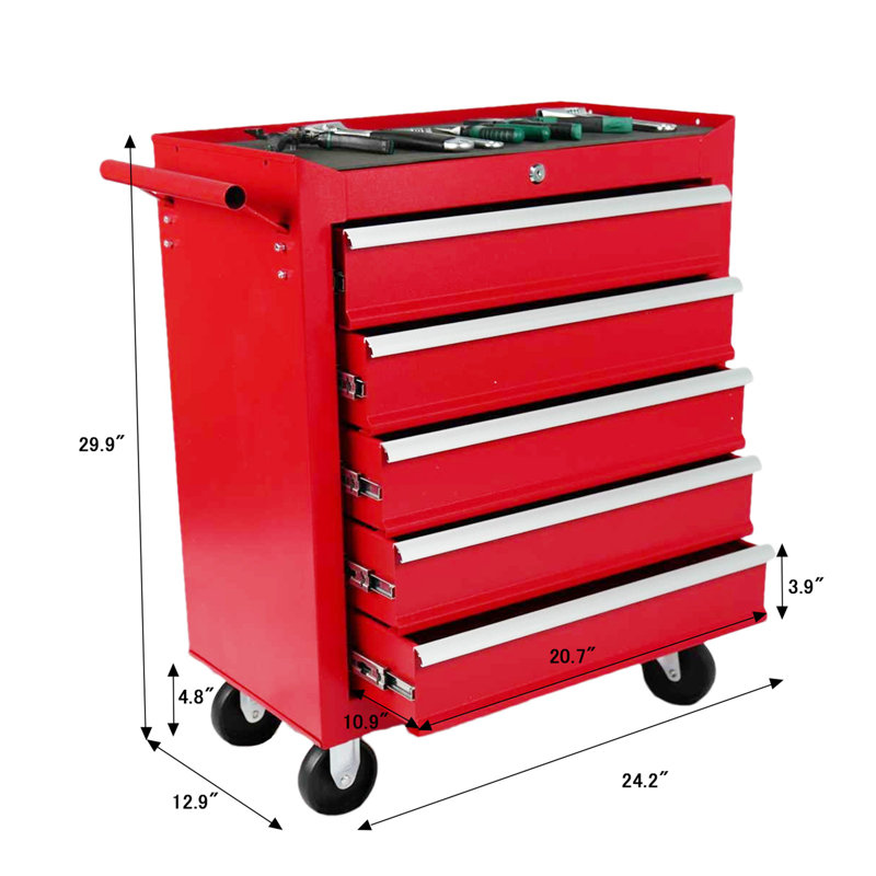 Coffre à outils en métal avec roulettes, armoire de rangement pour outils avec système de verrouillage