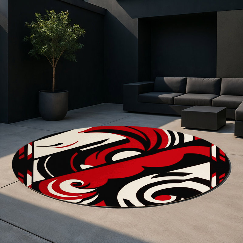 Sinister Swirl Indoor And Outdoor Area Rug, Round 5'