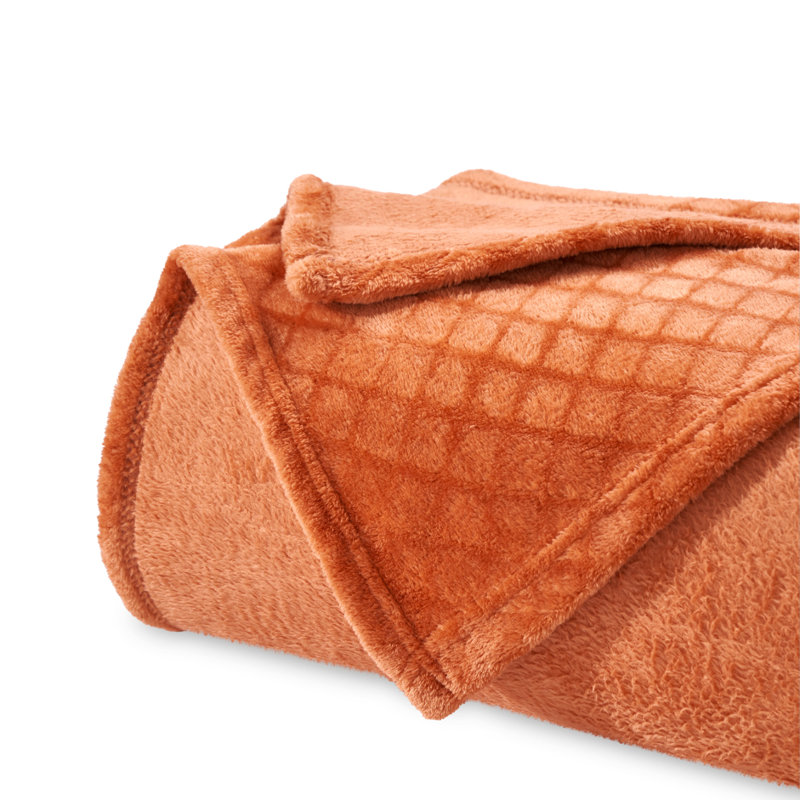 Couverture molletonnée en polyester moelleux Alaska, Double/Grand, Rouille