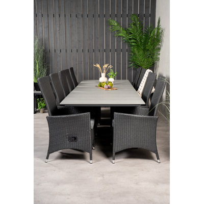 Faiyaz 10 - Person Patio Dining Set with Extendable Rectangular Table , Cushions Included