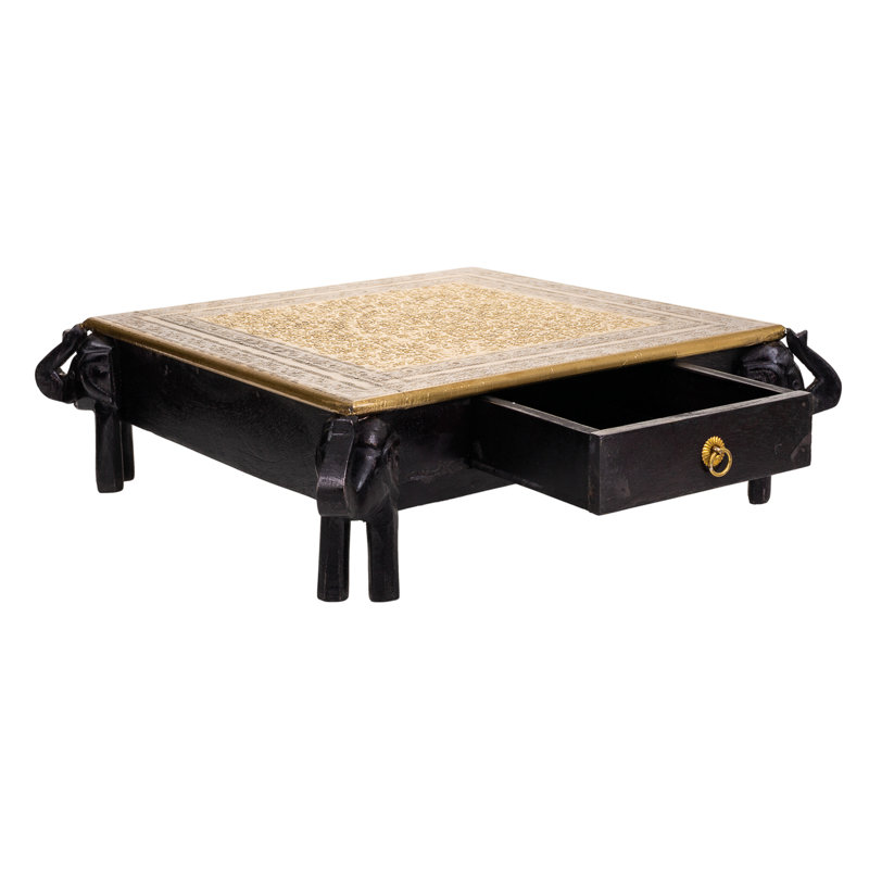 Ashyah Solid Wood Figurine Coffee Table with Storage