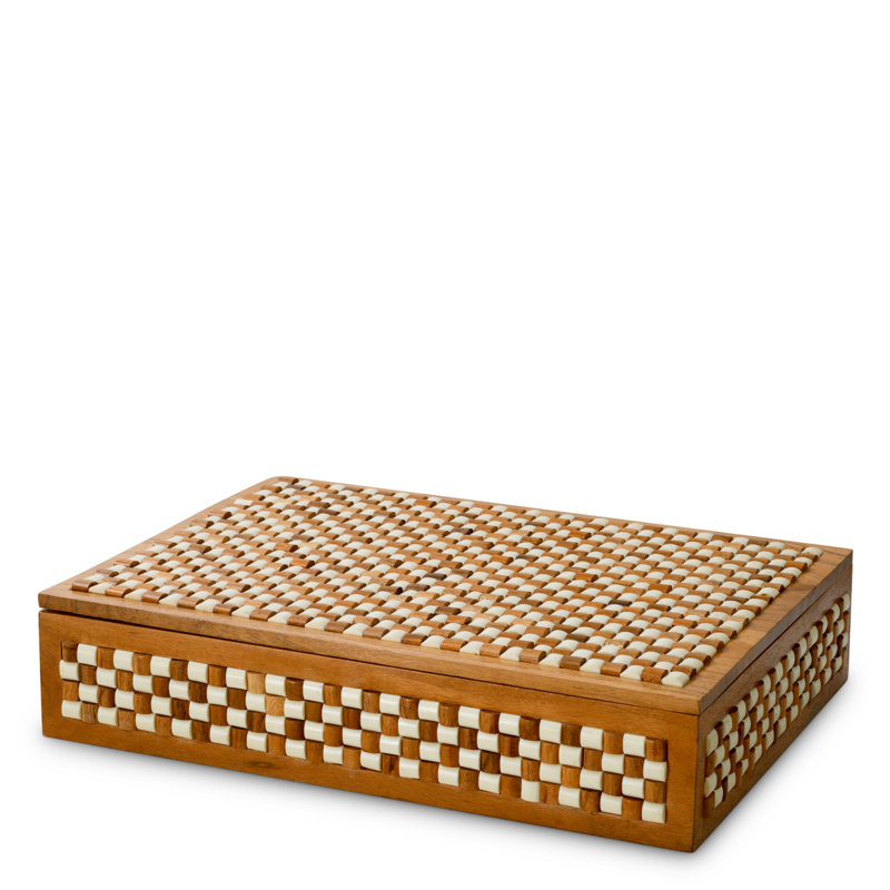 Box Cavendish White Brown Beads, 3.35" H x 15.94" W x 11.81" D