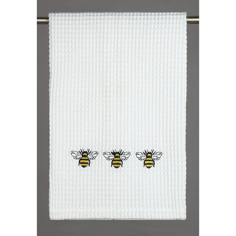 Bumblebee Trio Waffle Weave Embroidered Tea Towel