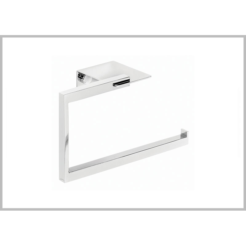 Grand anneau de serviettes noir mat Sidney, Chrome poli