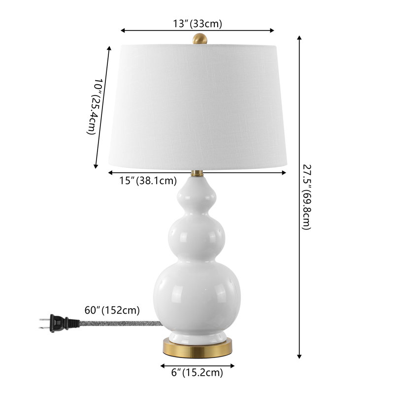 Erbe Ceramic Table Lamp, White/Gold