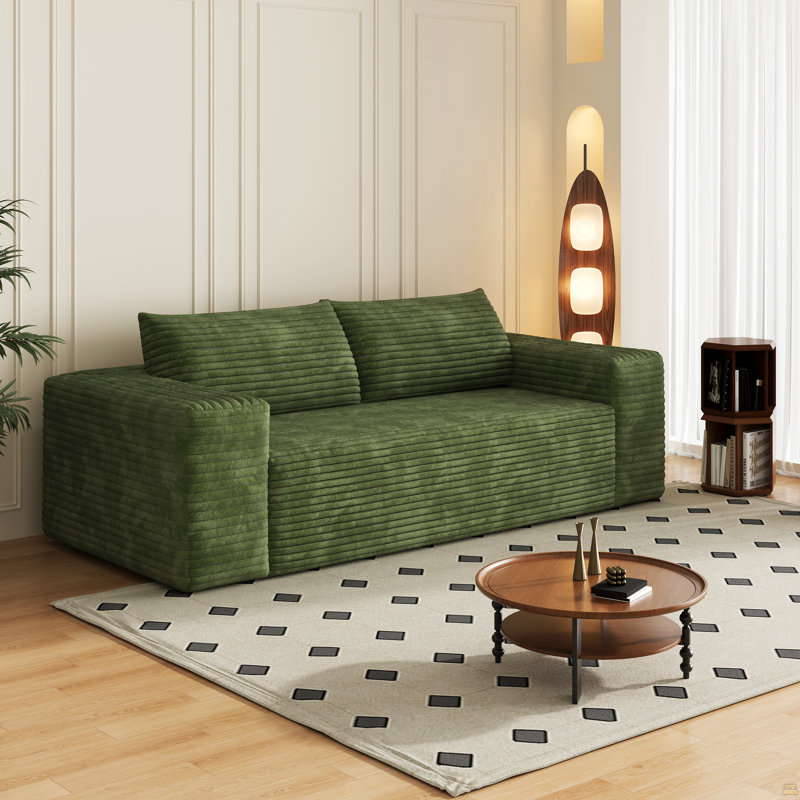Canapé 63 po, 2 pièces, tissu velours côtelé, 23.24" H x 63.04" W x 35.46" D, Chameau