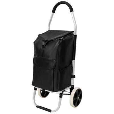 Shopping Trolley with Wheels,Trolley Black Foldable Shopping Cart,Removable Shopping Oxford Waterproof Bag,Black 