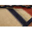 Tapis unique en laine noué à la main à rayures rectangulaires bleu / ivoire / rouge