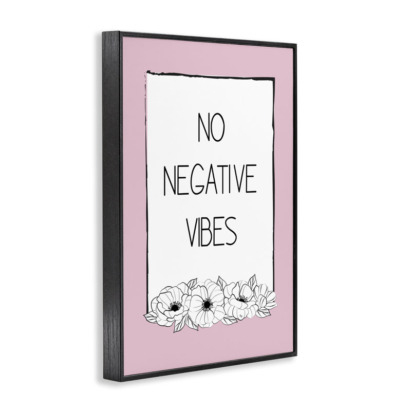 No No Vibes on Pink, estampe numérique encadrée par Martina Pavlova, Giclée encadrée noir minuit, H 30 po x l 20 po