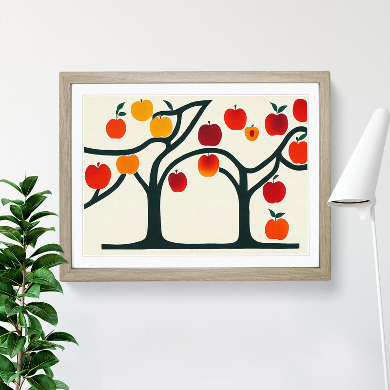 Abstract Apple Tree - Single Picture Frame Painting, 34cm H x 46cm W x 2cm D, Oak