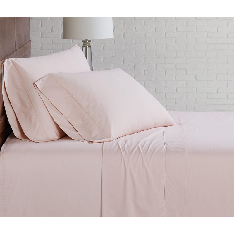  Ensemble de draps 100% coton 200 fils Classic, Ensemble de draps pour lit simple TG avec 1 taie d, Rougir