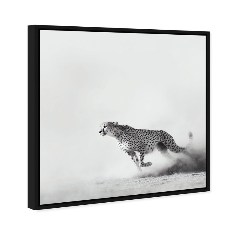 Cheetah Run Print by Oliver Gal, 31" H x 31" W, Black Floater Frame