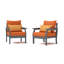 Chaises club d'extérieur en PEHD Sunbrella de 2 pièces Kamas - gris anthracite / corail moulé-1877656654-1877656655