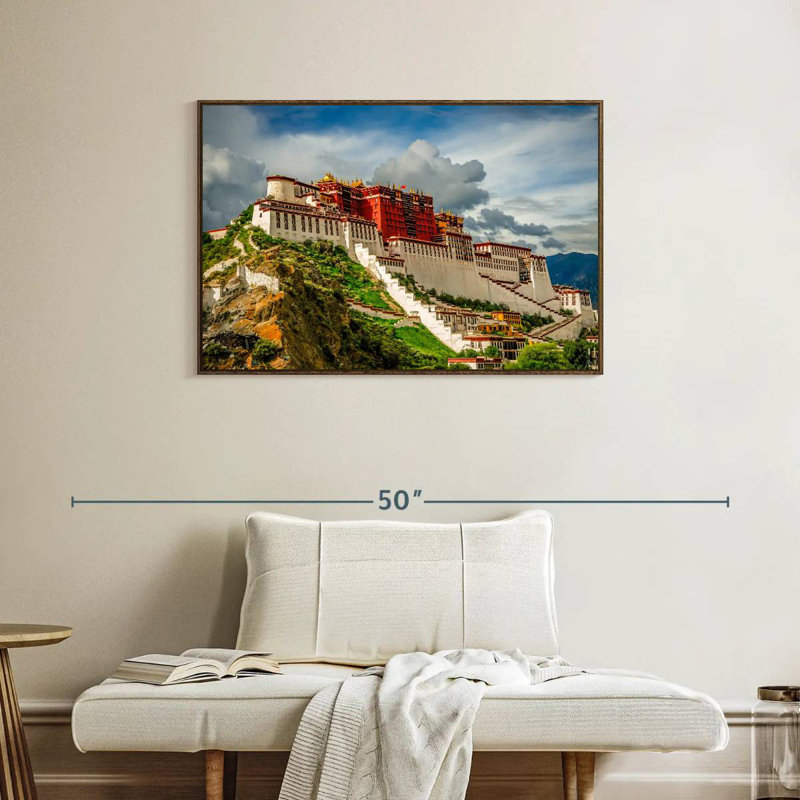Palais du Pocala, Tibet, 37 po x 25 po, Cadre flottant noyer
