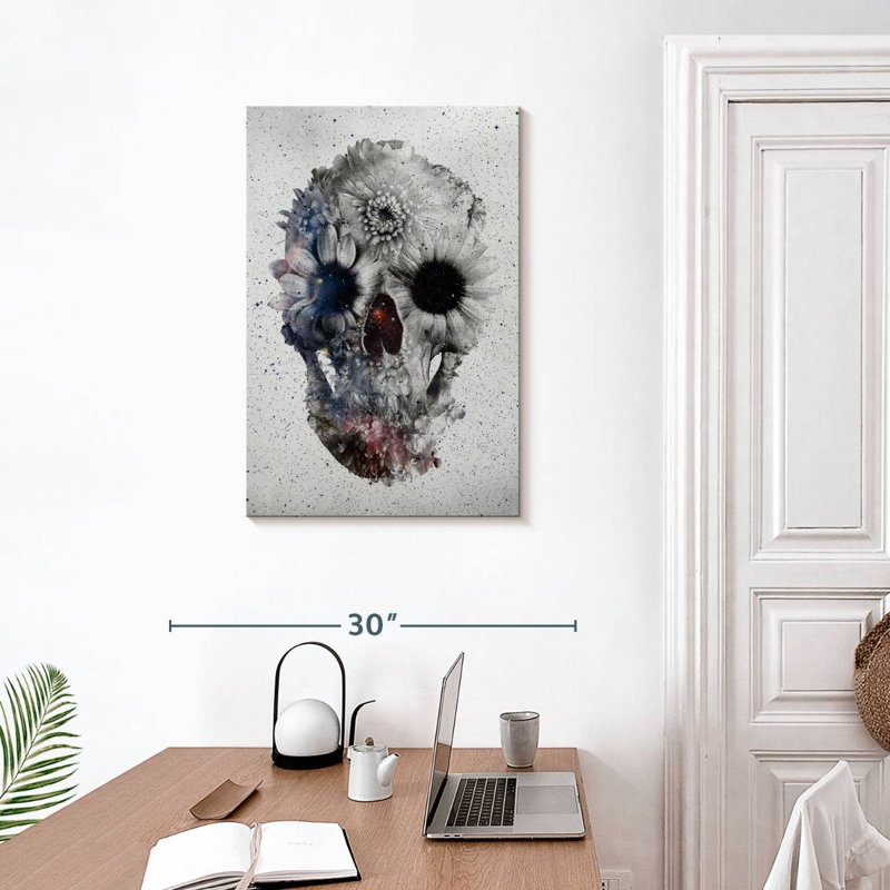 Crâne floral Kerner IV, H 30 po x l 20 po