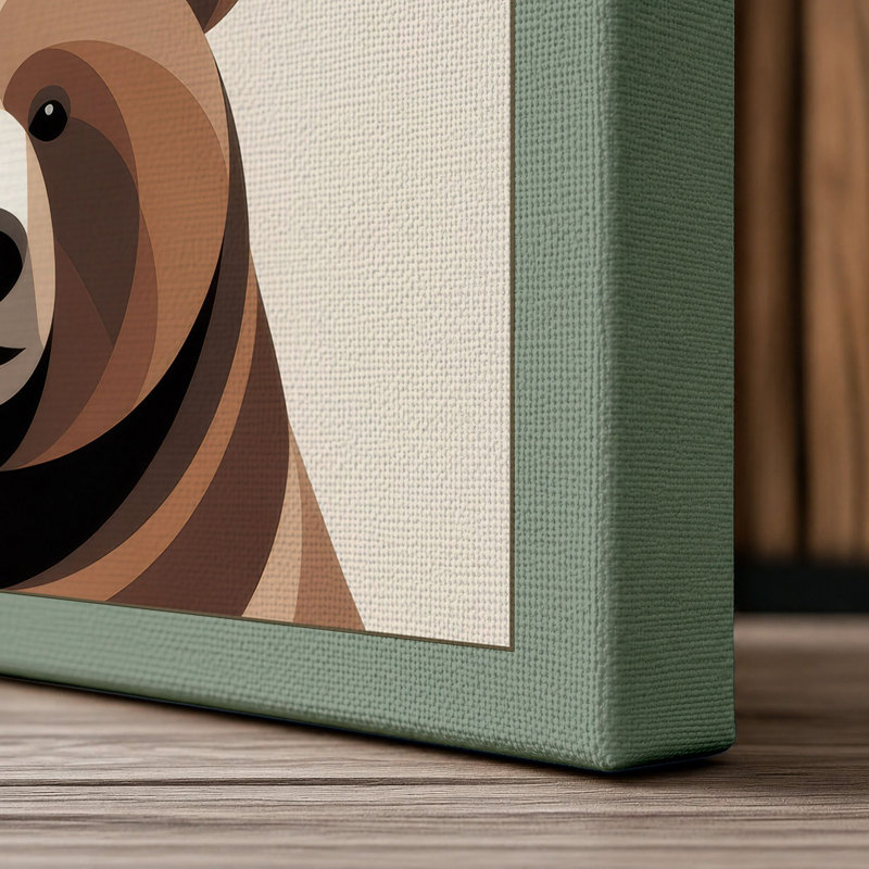 Bear Minimalist - Wrapped Canvas, 36x24 - 91.4 x 61.0 cm, Sage Border