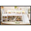 Lit mezzanine simple TG avec tablettes de rangement, lit mezzanine inférieur en bois massif avec lumières DEL et garde-corps pleine longueur, sans sommier tapissier, blanc-1170749663-1170749666