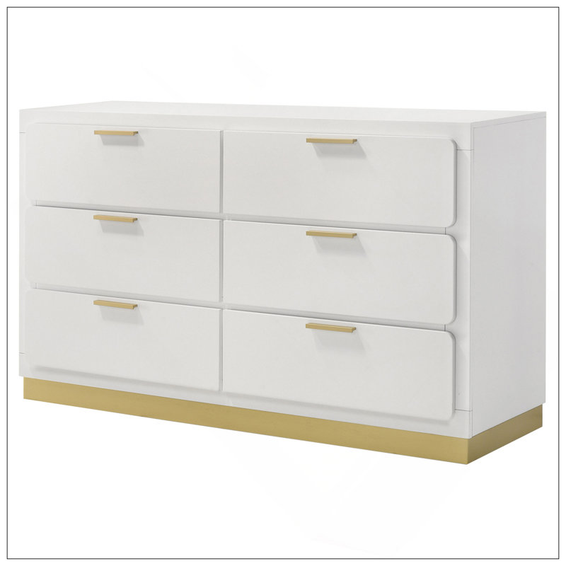 Commode 6 tiroirs Sophia, Blanc