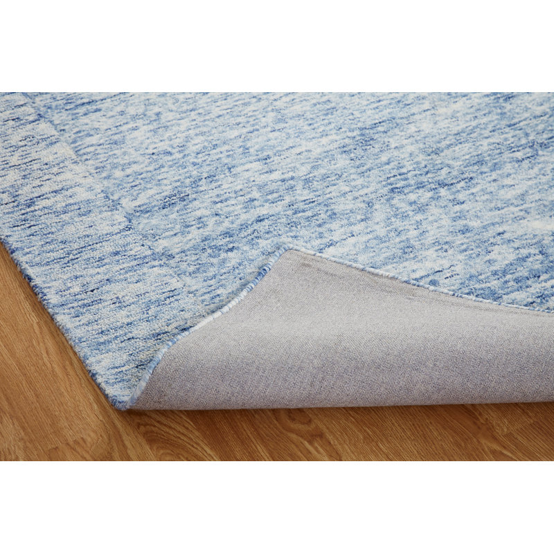 Hand-Tufted Wool Blue Area Rug, Rectangle 9'6" x 13'