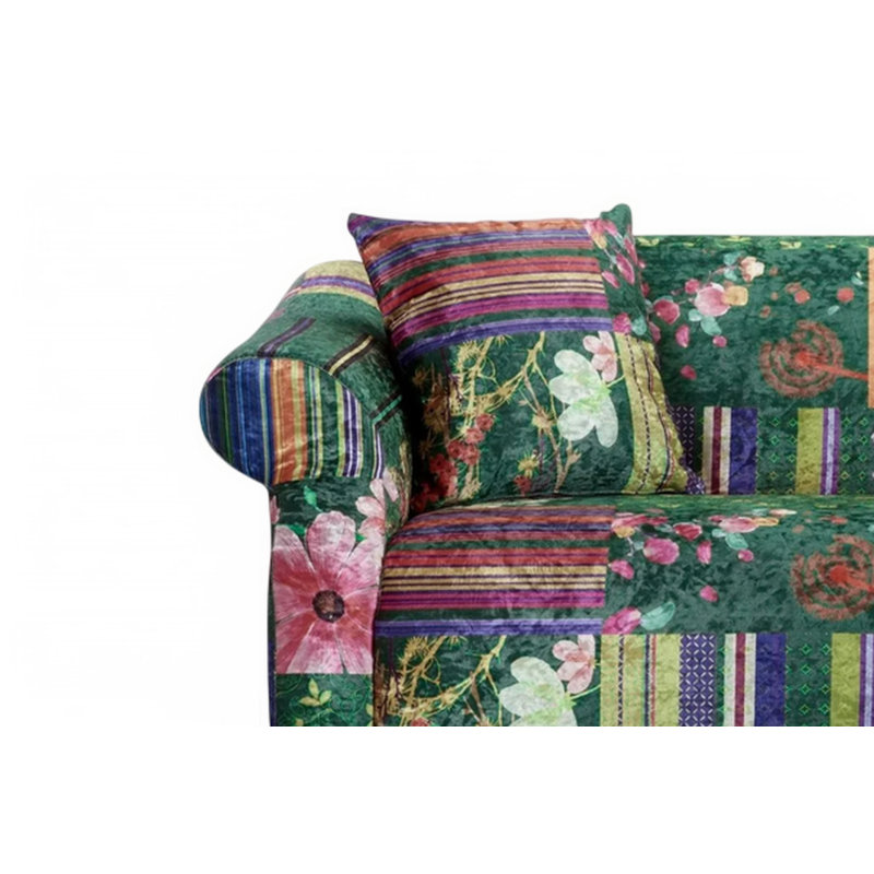 Forsyth Crushed Velvet Patchwork Sofa, Green, 3