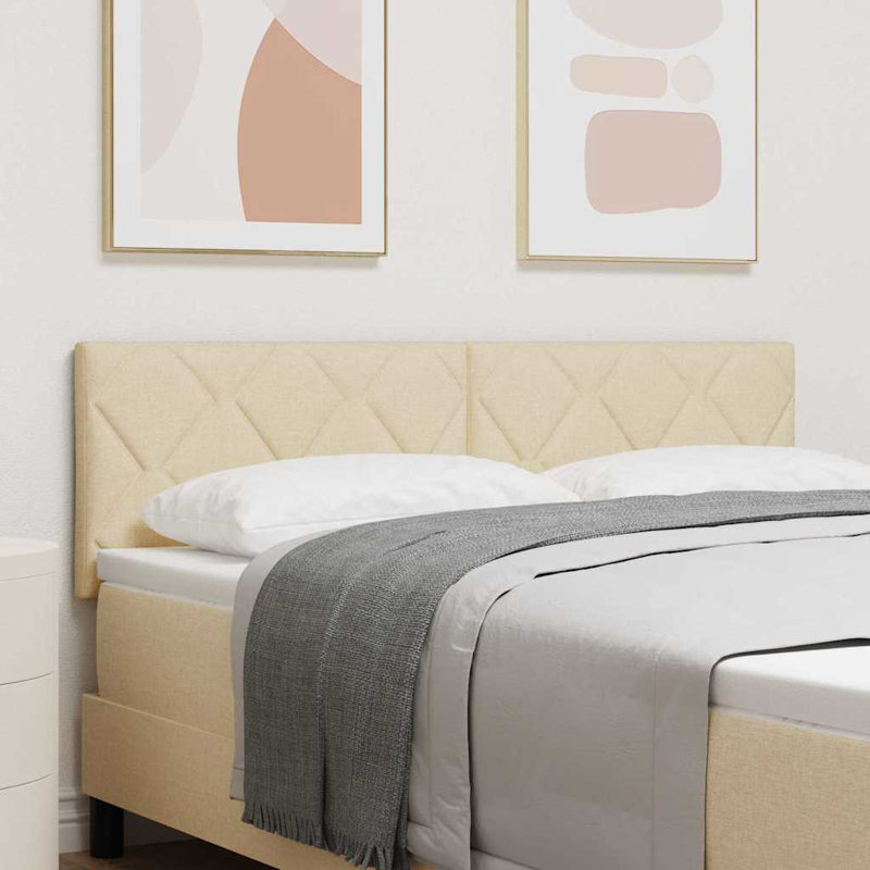 Fabric Headboard Geometric With Headboard Fabric, Cream, King