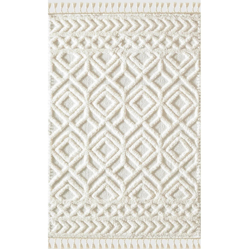 Premium Beige Area Rug, 2.6 x 9.8 Feet | 100% Polypropylene, 1.0 in Pile Height | Machine Woven, Non-Slip Dot Underside, Antibacterial | Perfect for Living Room, Bedroom, & Hallway | Easy to Clean, Spot Remover Safe