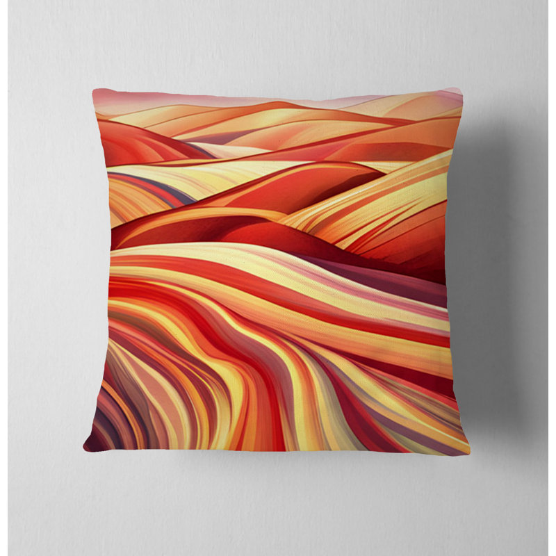 Coussin décoratif avec insert, H 18 po x l 18 po, Rouge / beige rayé / abstrait 2