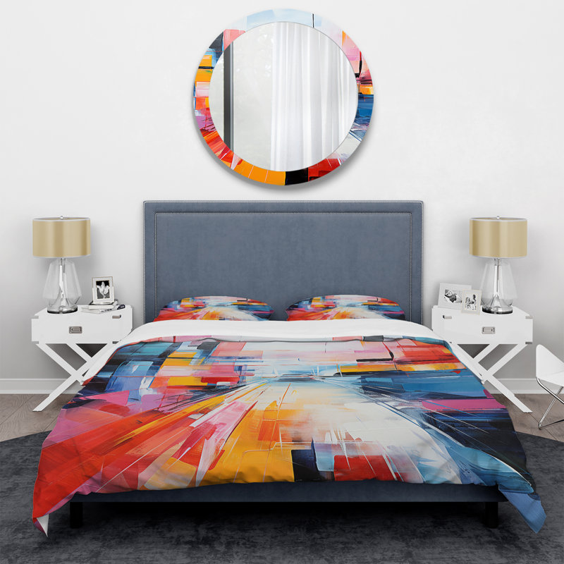 Ensemble de housse de couette Colorful Cubism Spiral Of Speed III - Abstract Collages, Housse de couette pour très grand lit