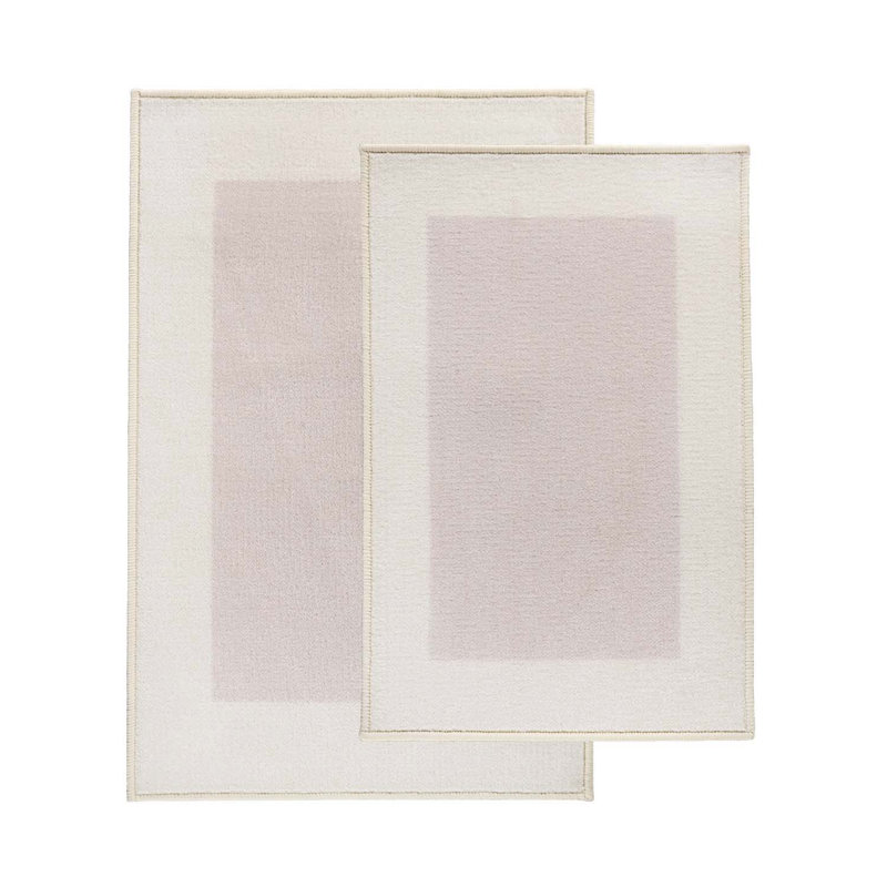 Kenady 2 Piece Machine Washable Non-Slip Latex Backing 2 Piece Kitchen-Bath Rug Set, Cream