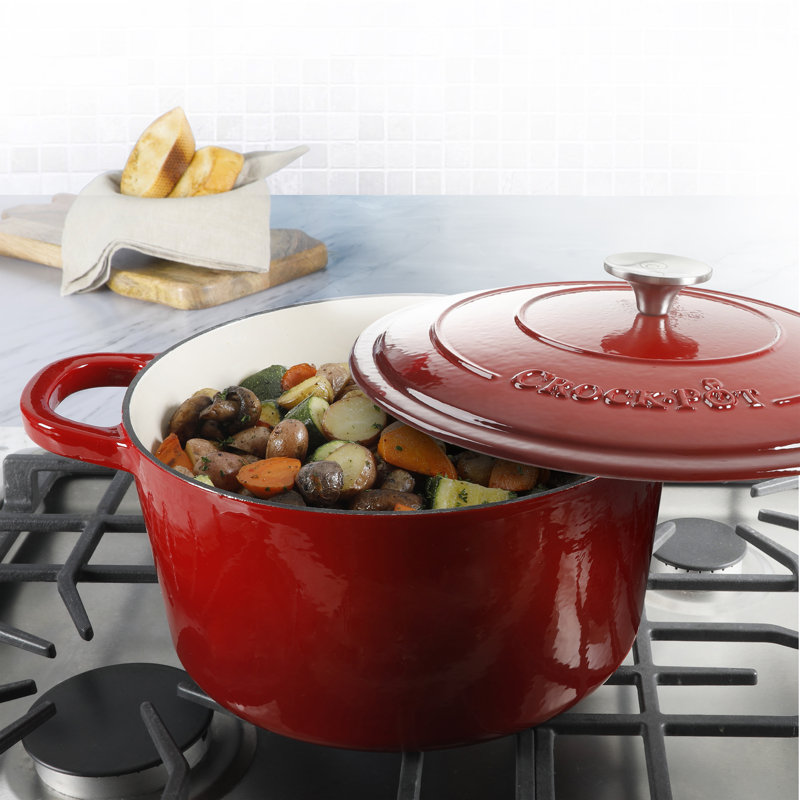 Matte Dusty Pink Enameled Cast Iron Dutch Oven, 7-Quart
